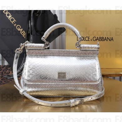 Dolce & Gabbana small Sicily handbag snake skin silver 2024
