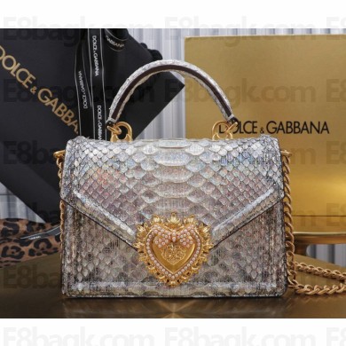 Dolce & Gabbana Small Devotion bag in python skin silver  2024