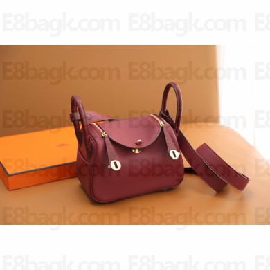 Hermes lindy mini touch bag Rouge Grenade with gold hardware(handmade)