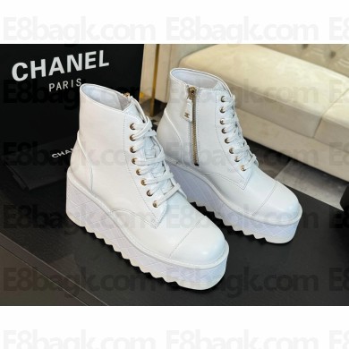 Chanel 10cm lace-up boots white 2024