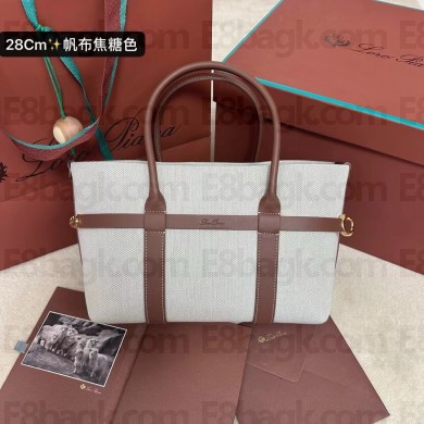 Loro Piana canvas/leather Ghiera SMALL Shopper Bag brown 2025