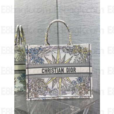 Dior Large Book Tote Bag in White Multicolor Rêve d'Infini Embroidery 2022 