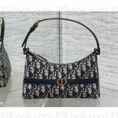 Dior 30 Montaigne Mini Hobo Shoulder Bag in Blue Dior Oblique Jacquard 2024