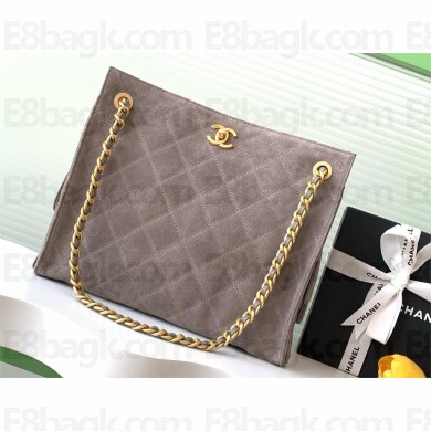 CHANEL HOBO BAG IN SUEDE LEATHER AS5303 GRAY 2025