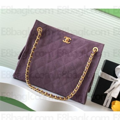 CHANEL HOBO BAG IN SUEDE LEATHER AS5303 PURPLE 2025