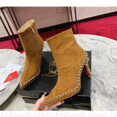 Christian Louboutin Vidura studded suede ankle boots in brown heel 8.5cm 2024