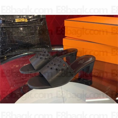 Hermes heel 5CM Gaelle sandal in calfskin black 2023