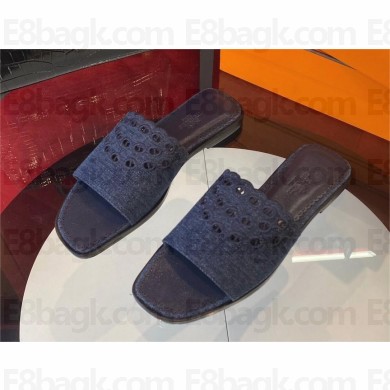 Hermes Gaelle sandal in denim bleu brut / marine 2023