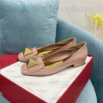 VALENTINO GARAVANI ONE STUD PATENT LEATHER BALLET FLATS 20MM nude