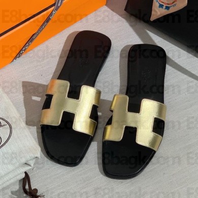 Hermes oran FLAT sandals Gold 12