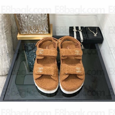 Chanel CC Logo Beach Sandals shearling 01 2024