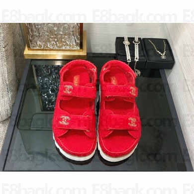 Chanel CC Logo Beach Sandals shearling 03 2024