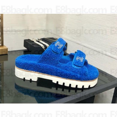 Chanel CC Logo Beach Mules Sandals Shearling 22 2024