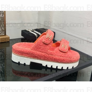 Chanel CC Logo Beach Mules Sandals Shearling 15 2024