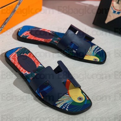 Hermes oran FLAT sandals Blue 13