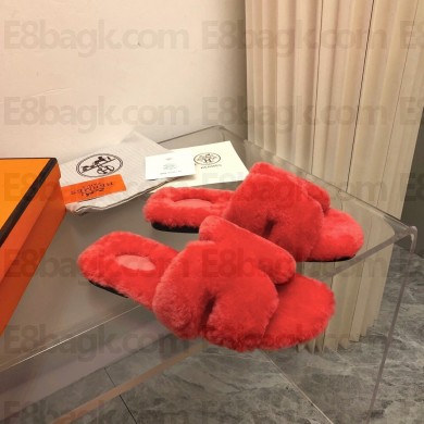 Hermes Woolskin with iconic "H" Oran Sandals Orange