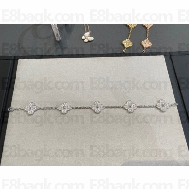 Van Cleef & Arpels Vintage Alhambra bracelet, 5 motifs,white gold,diamond