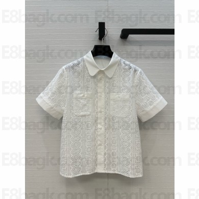 CELINE WHITE shirt in broderie anglaise cotton 2025