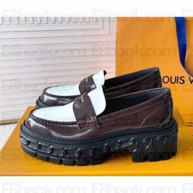 Louis Vuitton LV Record Loafer 1AC9I6 coffee/white Glazed calf leather 1118-2024