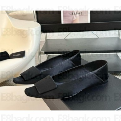Saint Laurent poppy Ballet Flats silk black 1118-2024