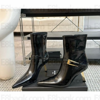 Saint Laurent Botines Lee de piel brillante BLACK heel 7.5cm 1118-2024