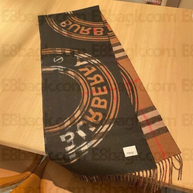 Burberry Women's black Mid Montage Print Check Cashmere Scarf 2025