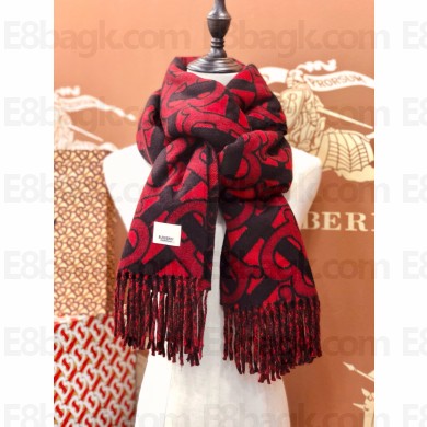 Burberry red Monogram cashmere jacquard scarf 2025
