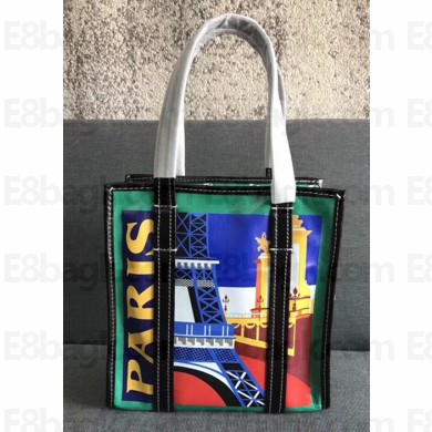 Balenciaga Print City Inspired Bazar Mini XS Shopping Bag Paris Green 2018