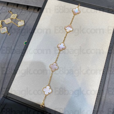 Van Cleef & Arpels Vintage Alhambra bracelet, 5 motifs,yellow gold,pink
