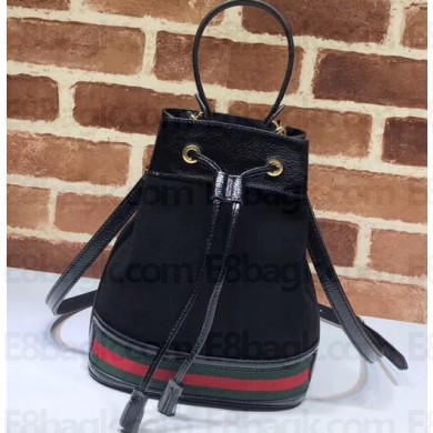 Gucci Ophidia Web Suede Small Bucket Top Handle Bag 550621 Black