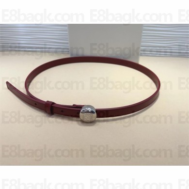 Loewe Width 1.5cm Pebble belt in smooth calfskin Burgundy/silver