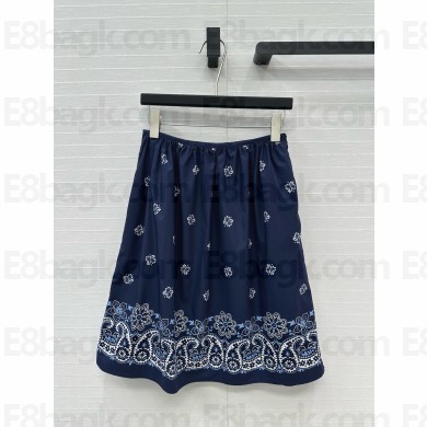 MIU MIU blue Printed slubbed poplin skirt 2025