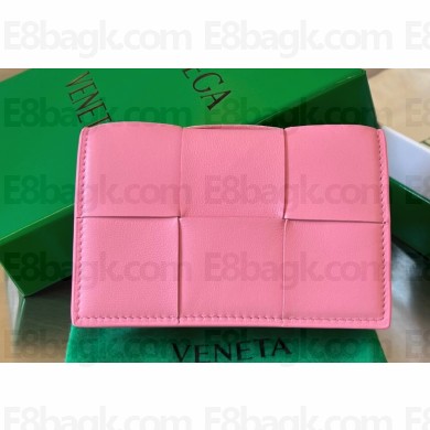 Bottega Veneta Intreccio leather Cassette Business Card Case 651396 Pink