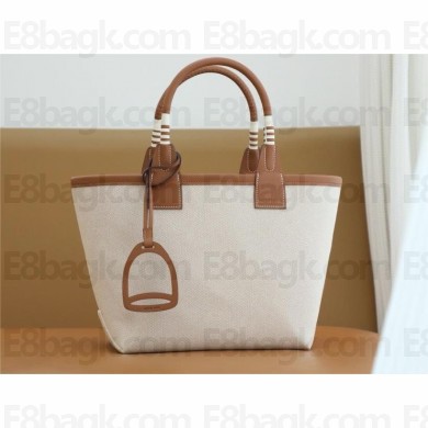 Hermes steeple 25 bag in canvas/swift leather 03 (full handmade)