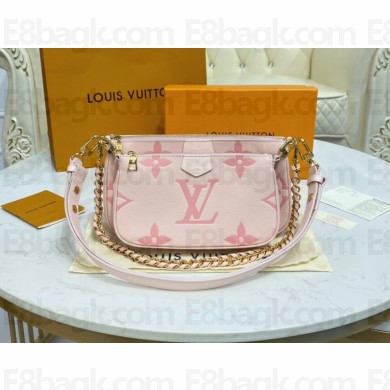 louis vuitton pink Monogram Empreinte leather Multi Pochette Accessoires m45777