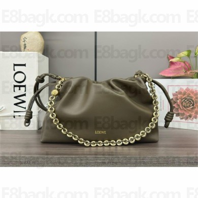 loewe medium flamenco purse in mellow nappa lambskin 012403 dark khaki green 2024