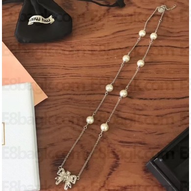 Miu Miu Pearl and Butterfly Necklace 2019