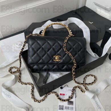 Chanel Wallet on Chain in Lambskin and Imitation Pearls AP3504 black 2023