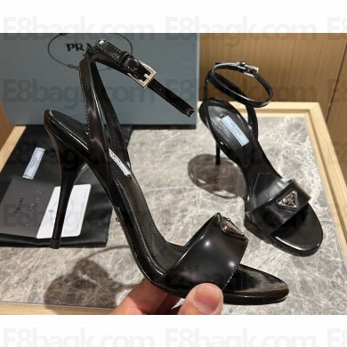 Prada Heel 10cm leather sandals 1X003N Brushed Black 2023