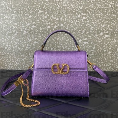 Valentino Garavani VSling Mini Swarovski®-embellished leather tote bag purple 2025