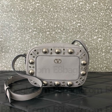 Valentino Garavani Nellcôte leather crossbody bag gray 2025