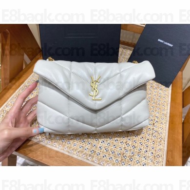 Saint Laurent loulou puffer toy bag in quilted lambskin 620333 WHITE WITH GOLD HARDWARE(original quality)