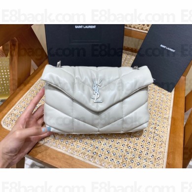 Saint Laurent loulou puffer toy bag in quilted lambskin 620333 WHITE WITH SILVER HARDWARE(original quality)