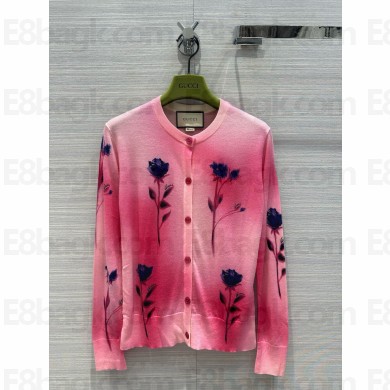 GUCCI Floral print fine wool silk cardigan 782657 2024
