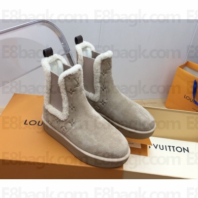 Louis Vuitton suede ankle boot with shearling beige 2024