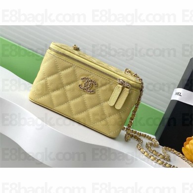 CHANEL Long Vanity with chain IN Shiny Grained Calfskin AP4530 YELLOW 2025