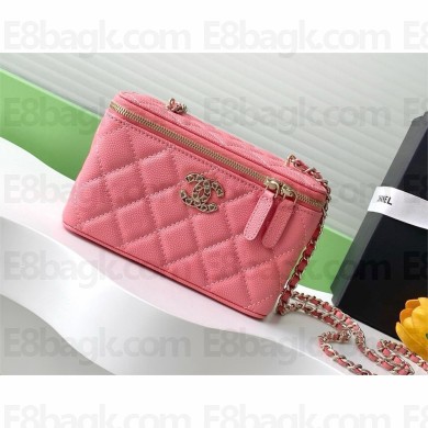 CHANEL Long Vanity with chain IN Shiny Grained Calfskin AP4530 rouge 2025