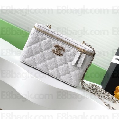 CHANEL Long Vanity with chain IN Shiny Grained Calfskin AP4530 white 2025