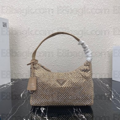 Prada Sequins Re-Edition 2000 Nylon Mini Hobo Bag 1NE515 APRICOT 2021