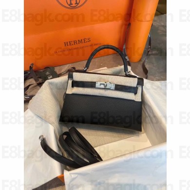 Hermes Mini Kelly II Handbag in original epsom leather black